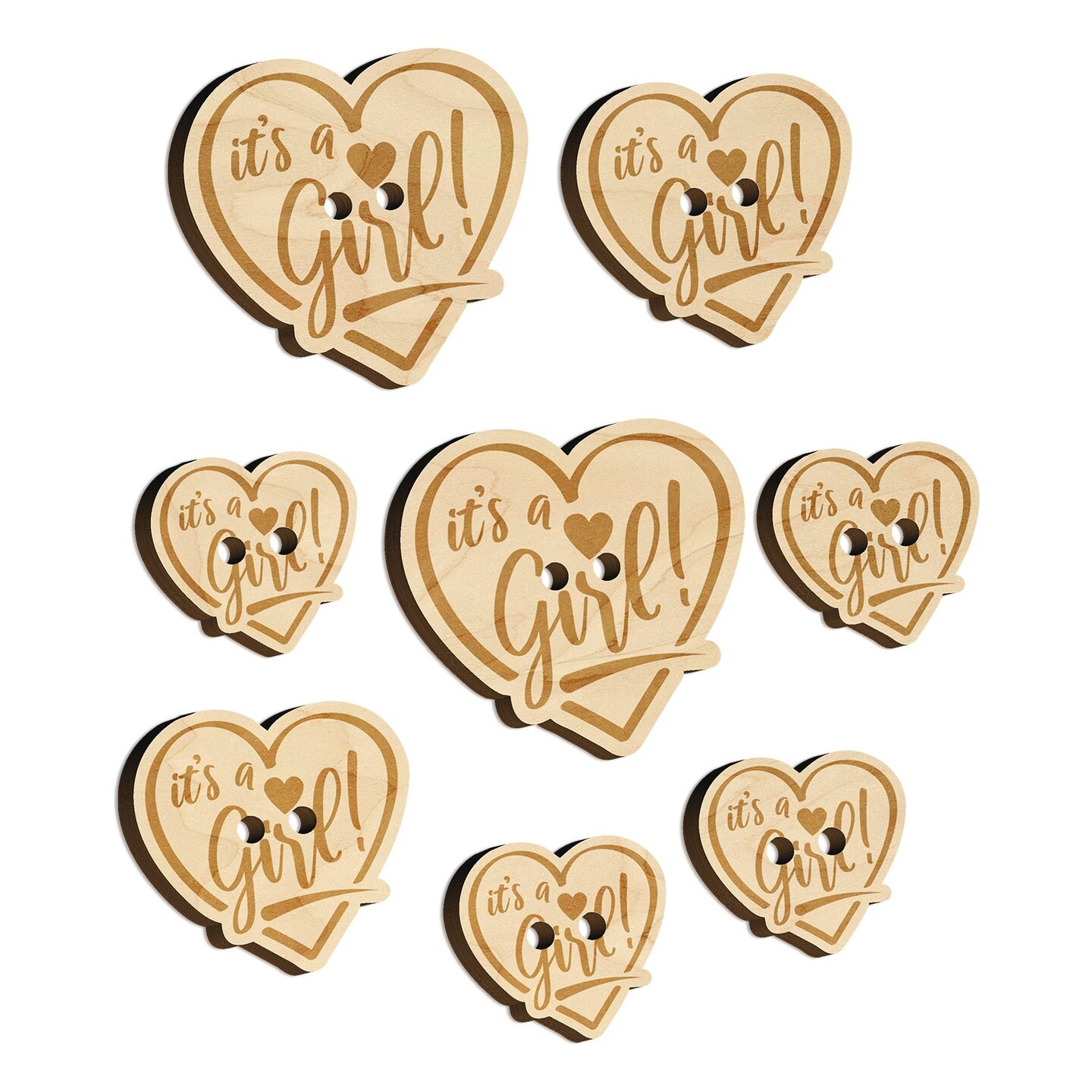It&#x27;s a Girl Baby Shower Wood Buttons for Sewing Knitting Crochet DIY Craft