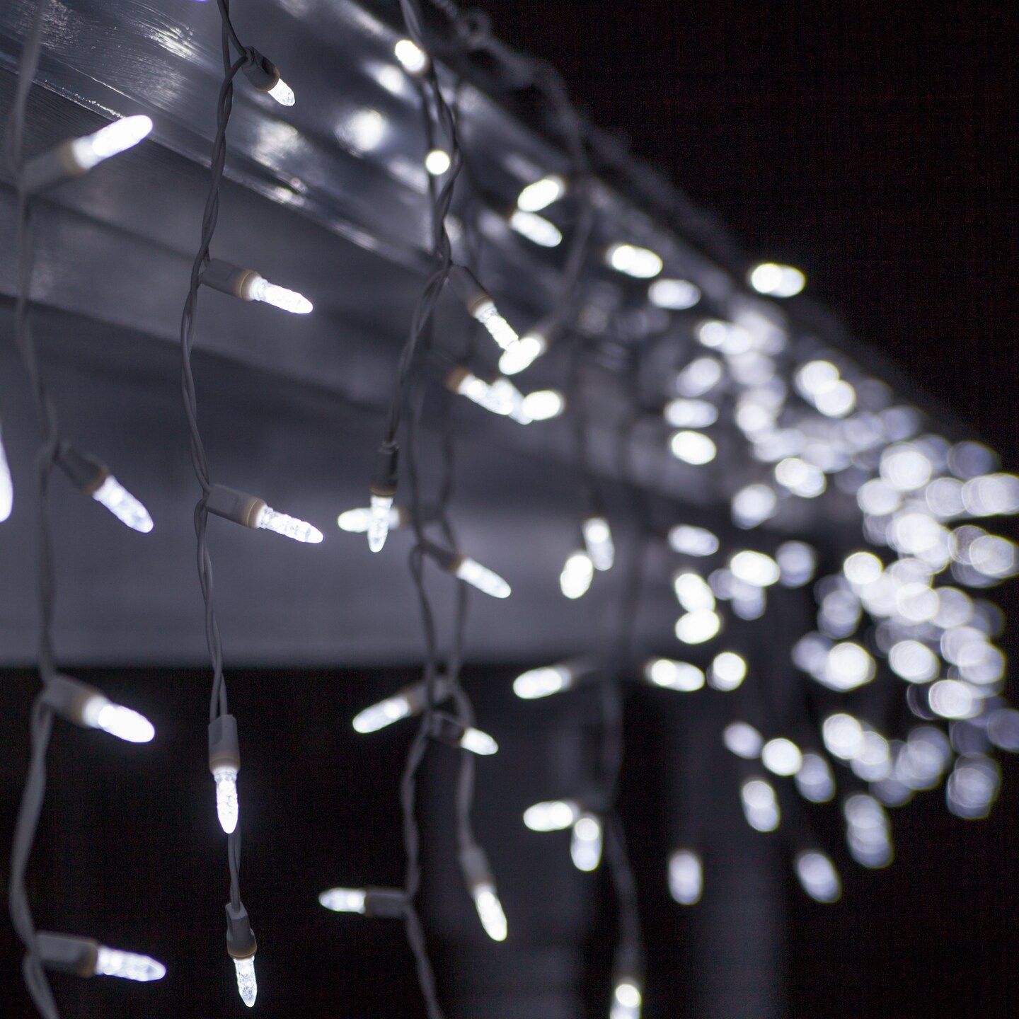 70 Cool White M5 LED Icicle Lights Set 7.5Ft. White Wire Christmas