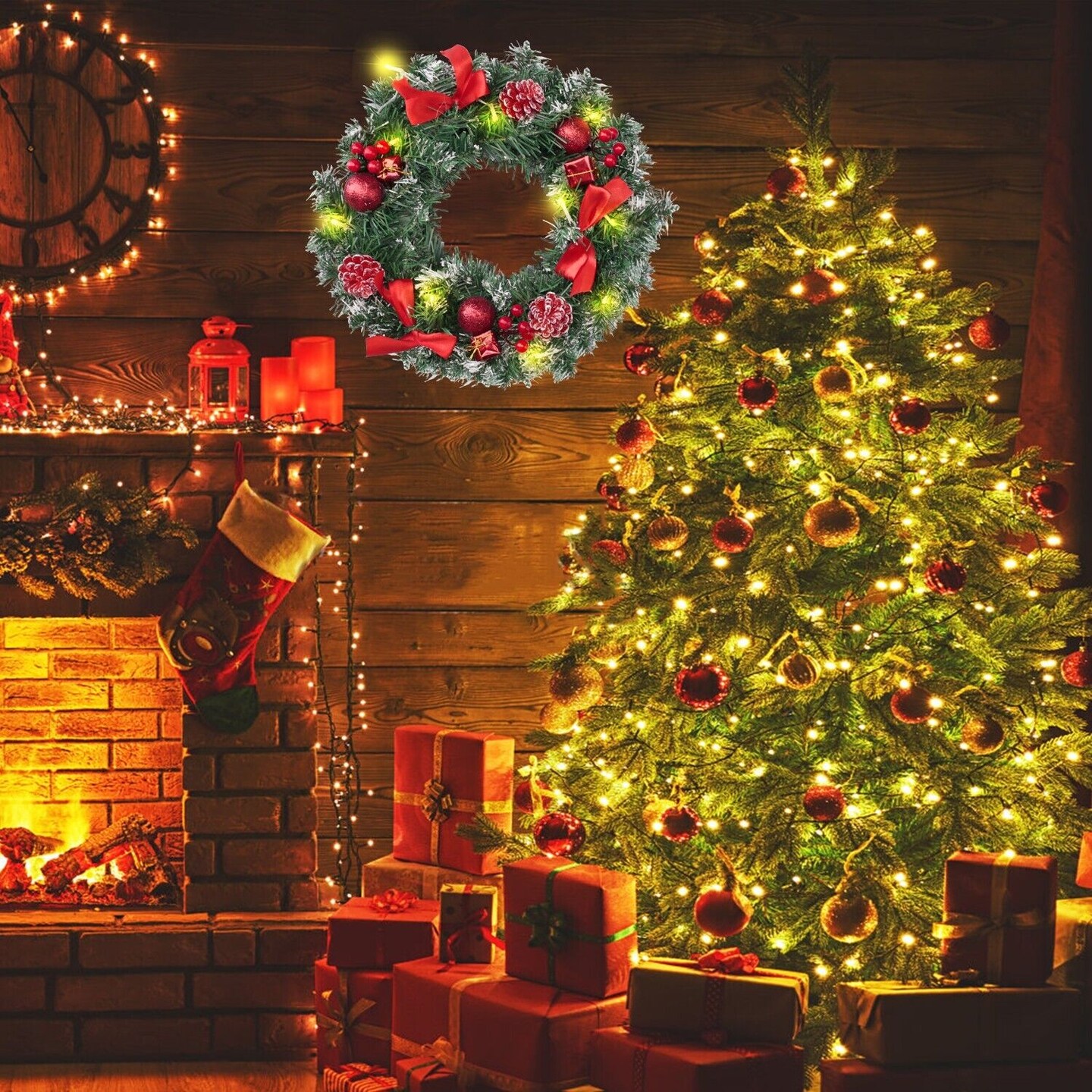 12 Inches Artificial Christmas Wreath Garland Decor