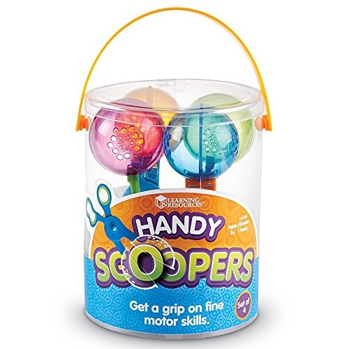 Learning Resources Handy Scoopers - 4 Pieces, Ages 3+ Toddler Learning Toys, Fine Motor and Sensory Toys, Sand Box Toys for Toddlers, Kid Tweezers