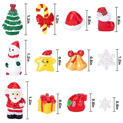 Iceyyyy 37 Pcs Mini Resin Christmas Ornaments - Mini Christmas Theme Resin Miniature Pendant Decoration DIY Kit(Pattern at Random)