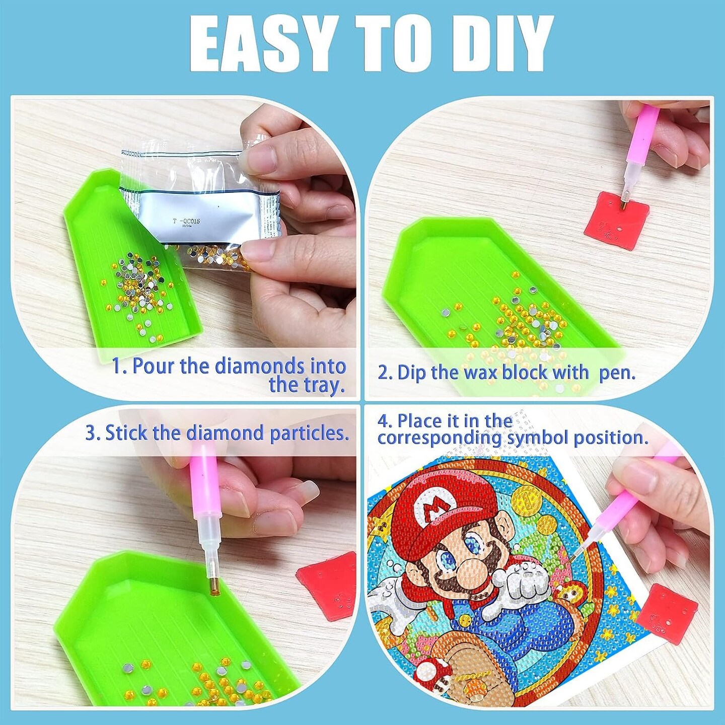 5D Diamond Painting Kit for Kids with Wooden Frame Art