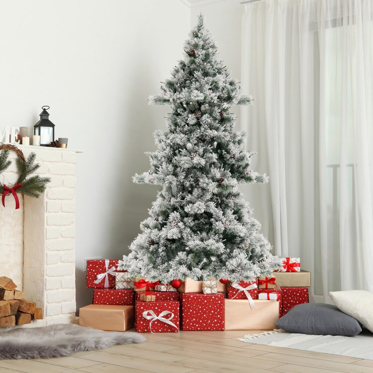 7 Feet Flocked Christmas Tree with Pine Needles