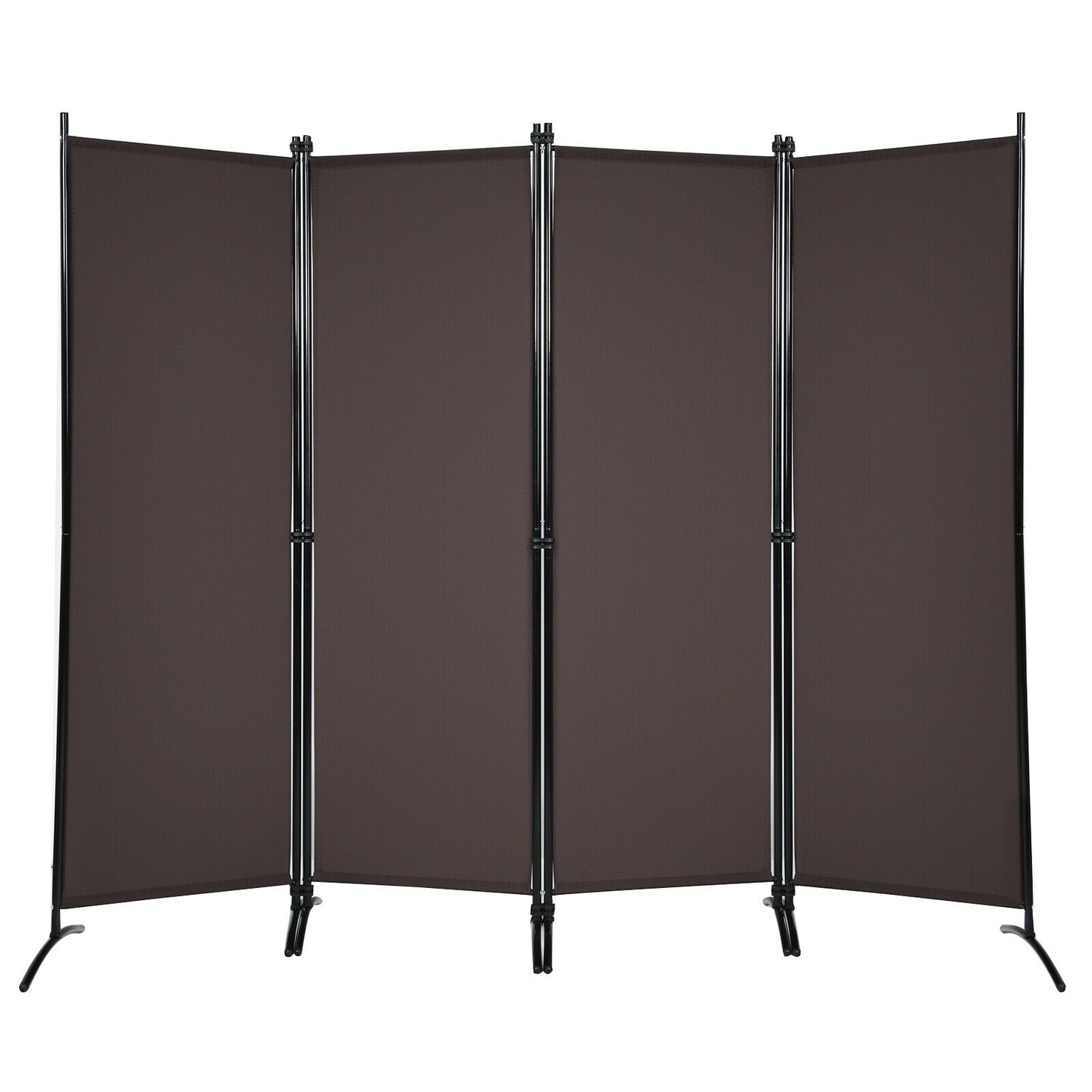 4-Panel Foldable Room Divider Privacy Screen with Steel Frame