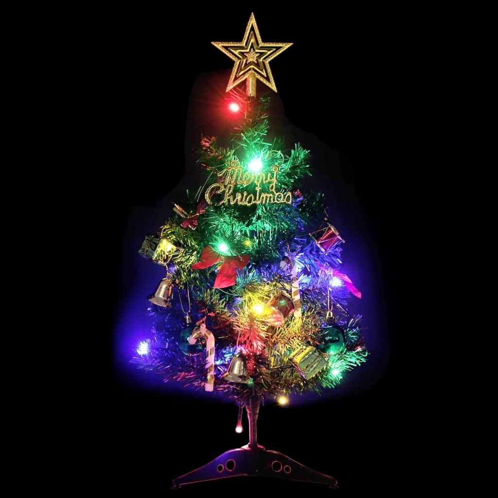 Mini Artificial Christmas Tree with 20 LEDs Green 17.7"