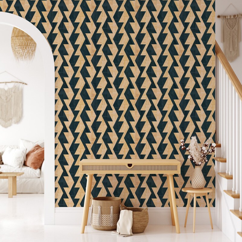 Tempaper Aztec Geo Peel and Stick Peel and Wallpaper Tiger Stripe Black/Tan