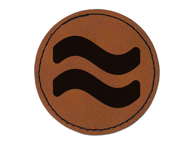 Approximately Equal To About Math Symbol Round Iron-On Engraved Faux Leather Patch Applique - 2.5&#x22;