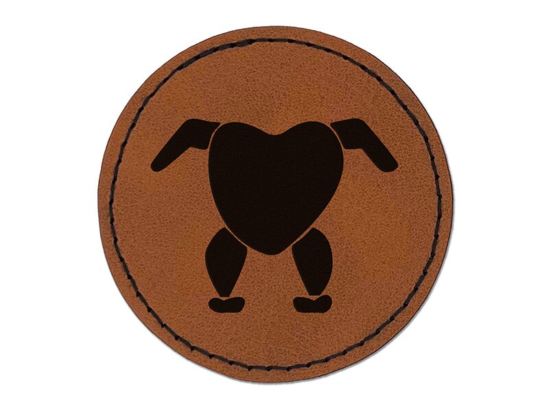 Headless Chicken Round Iron-On Engraved Faux Leather Patch Applique - 2.5&#x22;