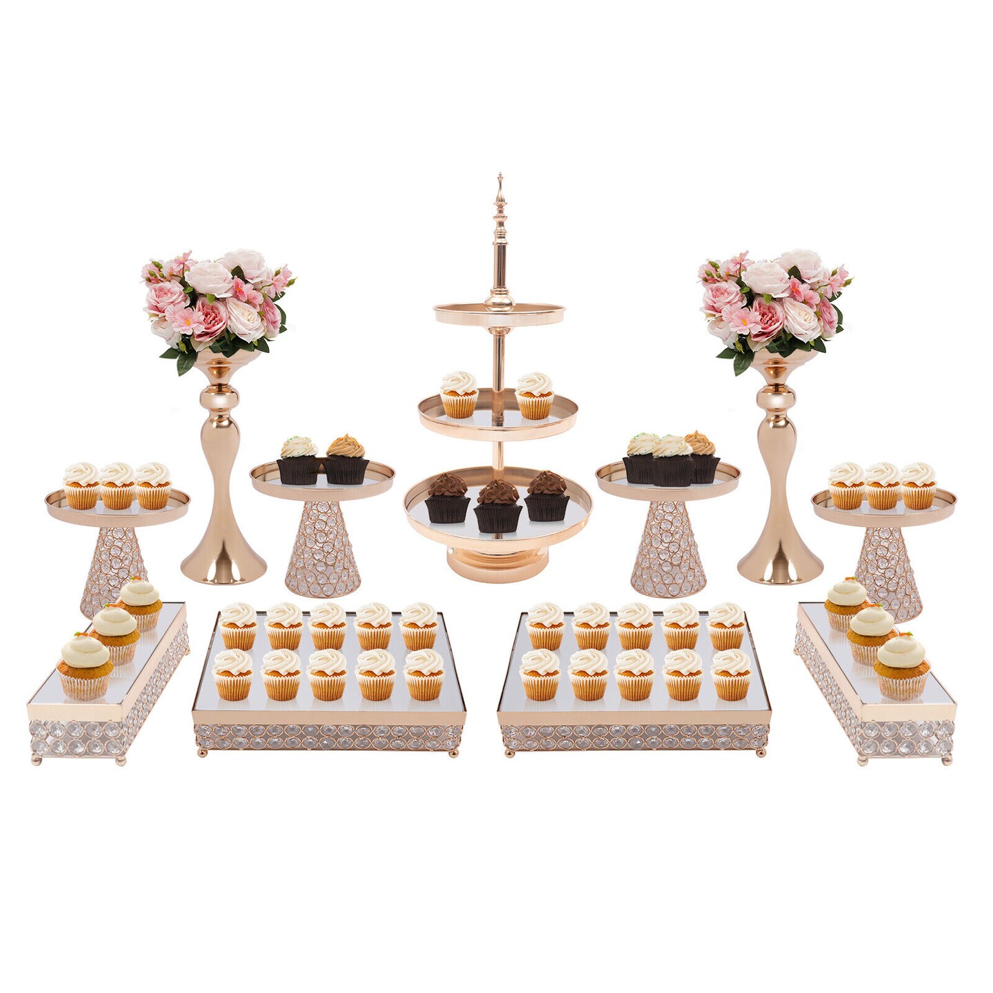 11 Pcs, Cake Stand Dessert Pedestal Display Event Party Elegant Decor.