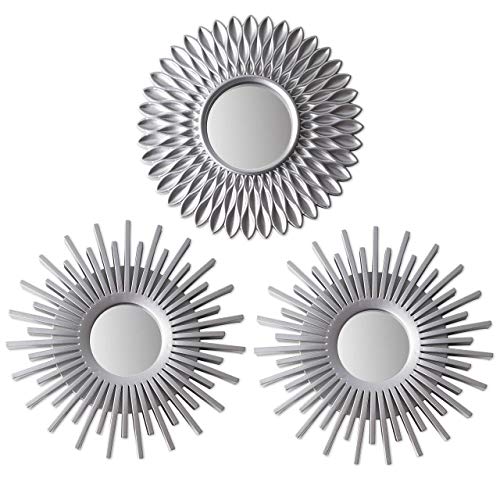 3 Pack Wall Mirrors  Silver Mirrors for Living Room, Home Decor for Bedroom | Mirrors Silver Wall Decor Round | Decorative Mirror, Vintage &#x26; Chic Home Accessories - Gifts for Women, Mums