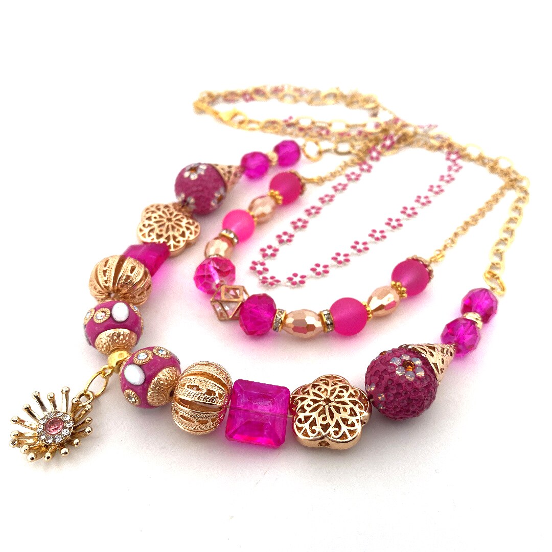 Harper Collar Statement Necklace - Hot Pink – Eye Candy Los Angeles