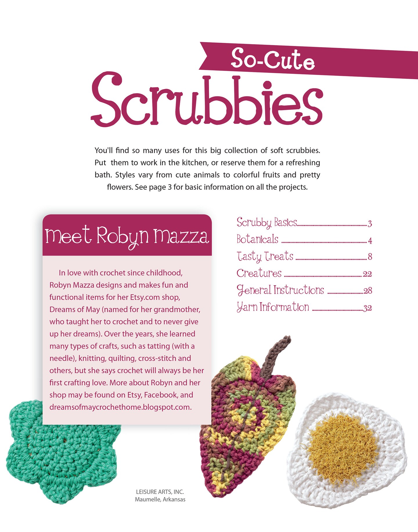 Leisure Arts So Cute Scrubbies Crochet Book