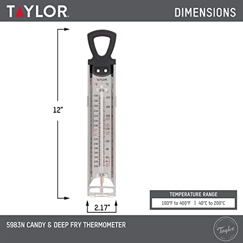 Stainless Steel Candy Deep Fry Food Cooking Kitchen Analog Thermometer, 12 Inches