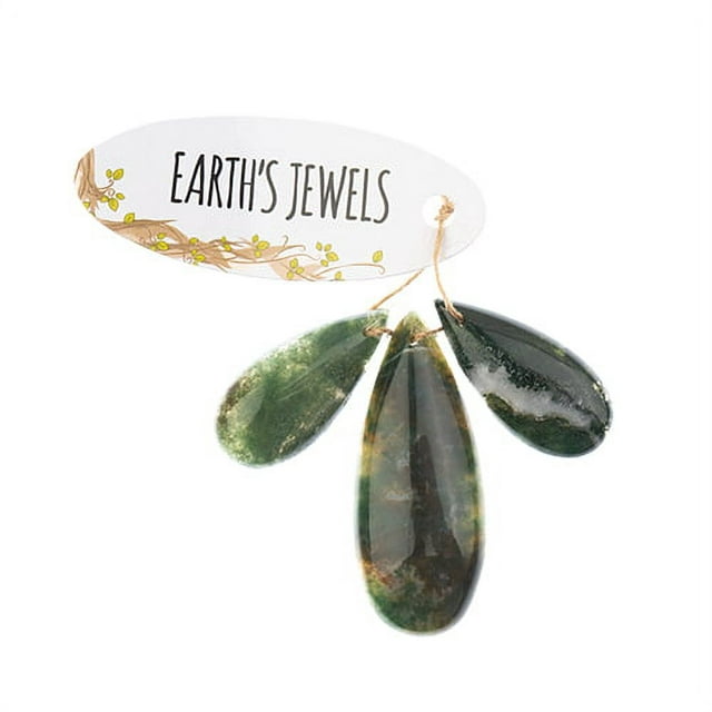 Earth&#x27;s Jewels Semi-Precious Natural Fancy Agate Teardrop Pendants, 3pcs