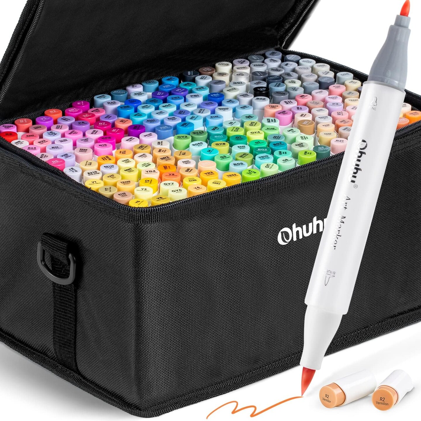 Ohuhu Alcohol Based Brush Markers -Double Tipped Art Marker Set for Artists Adults Coloring Sketch Illustration - Brush &#x26; Fine Dual Tips - 216 Colors - Honolulu B of Ohuhu Markers - Refillable Ink