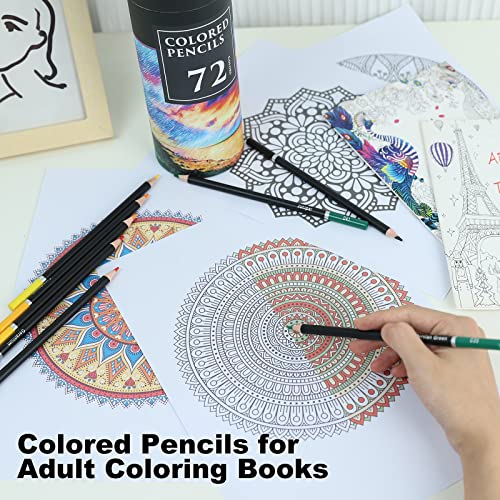 Colored Pencils for Adult Coloring Books, 72 Colored Professional Drawing Pencils, Art Supplies for Sketching, Shading for Beginners, kids & Pro.