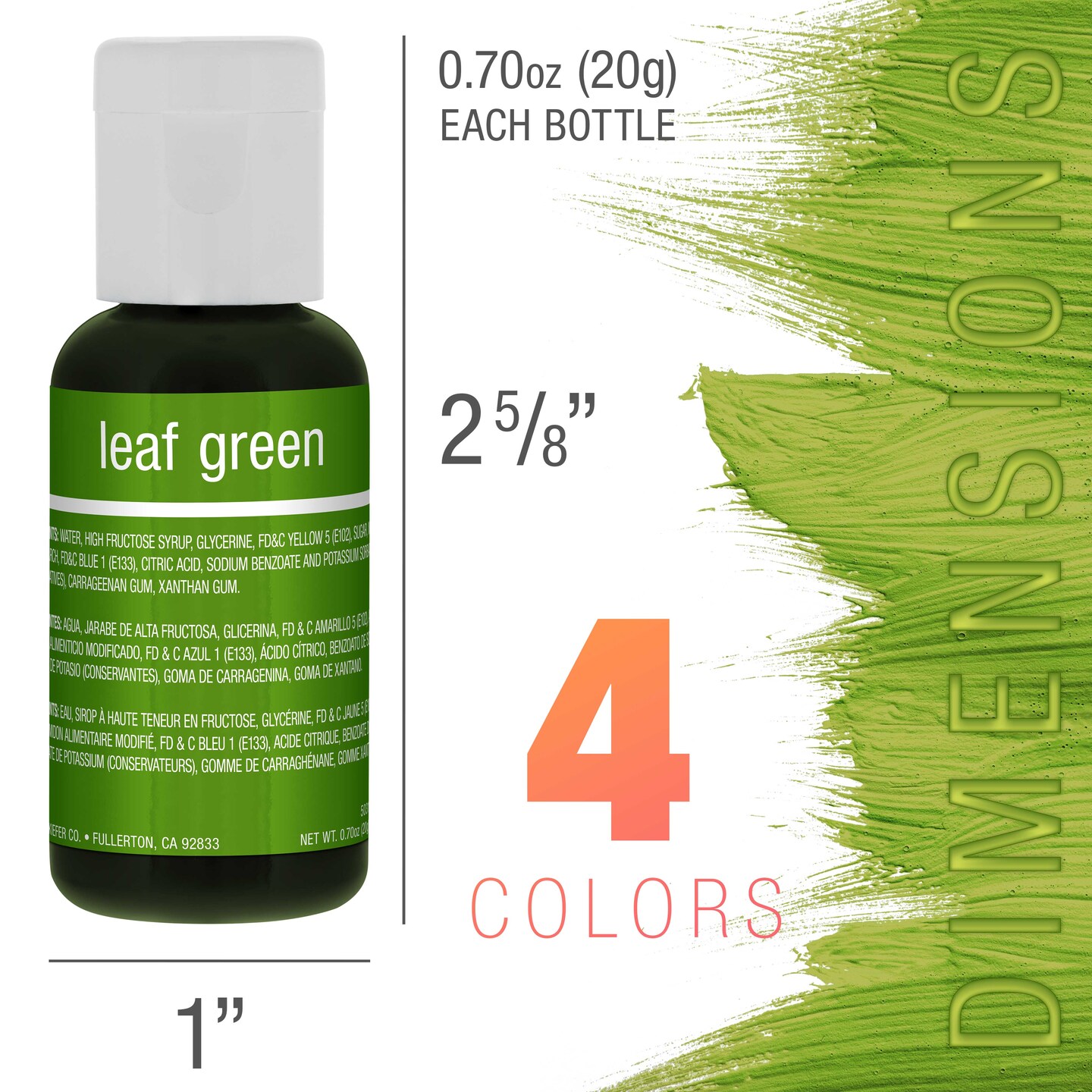 Chefmaster Liqua-Gel Cake Color Set - 4 Primary Colors in 0.7 fl. oz. (20ml) Bottles