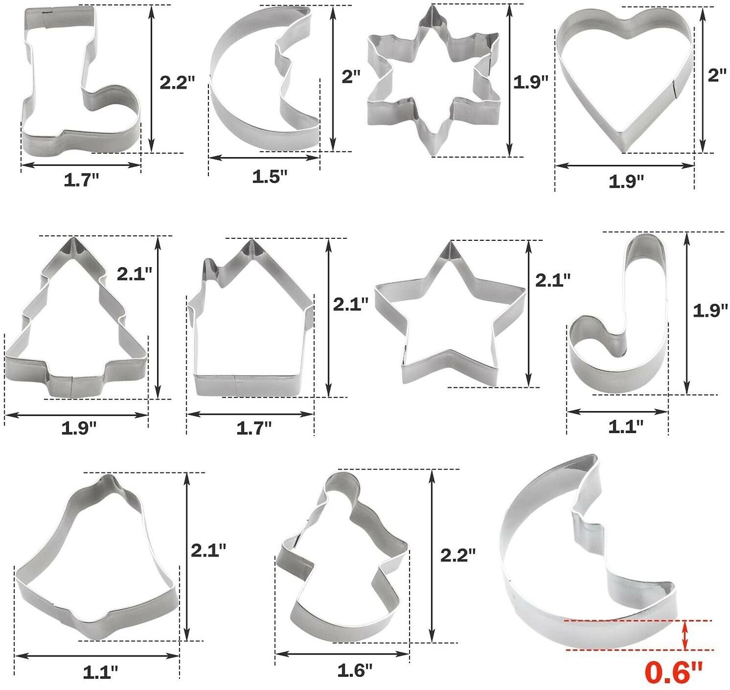 Mini Christmas Cookie Cutters Set of 10