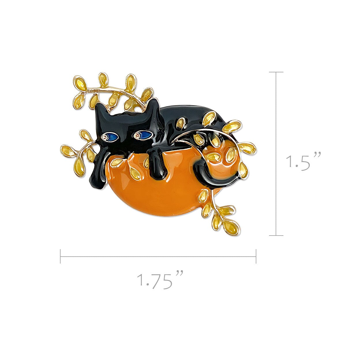 Wrapables Lounging Cats Enamel Brooch Pin, Cat on Plant