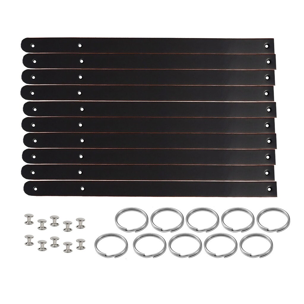 1/2" Blank Leather Keychains Kit - 10 Pre-Cut Blank Keyrings for Stamping & Engraving