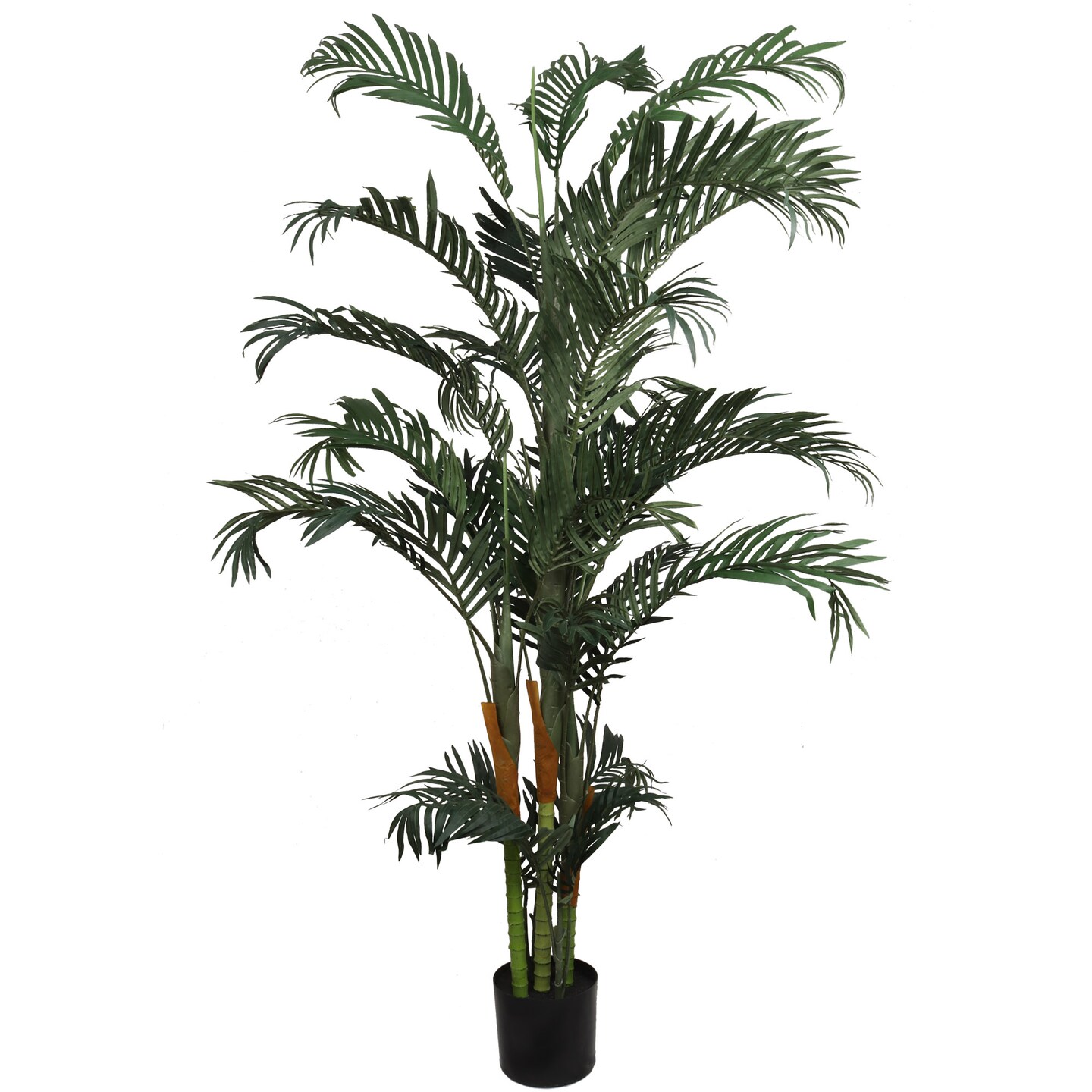 7ft Areca Palm Tree in Black Pot with 28 Realistic Silk Leaves by Floral Home&#xAE;
