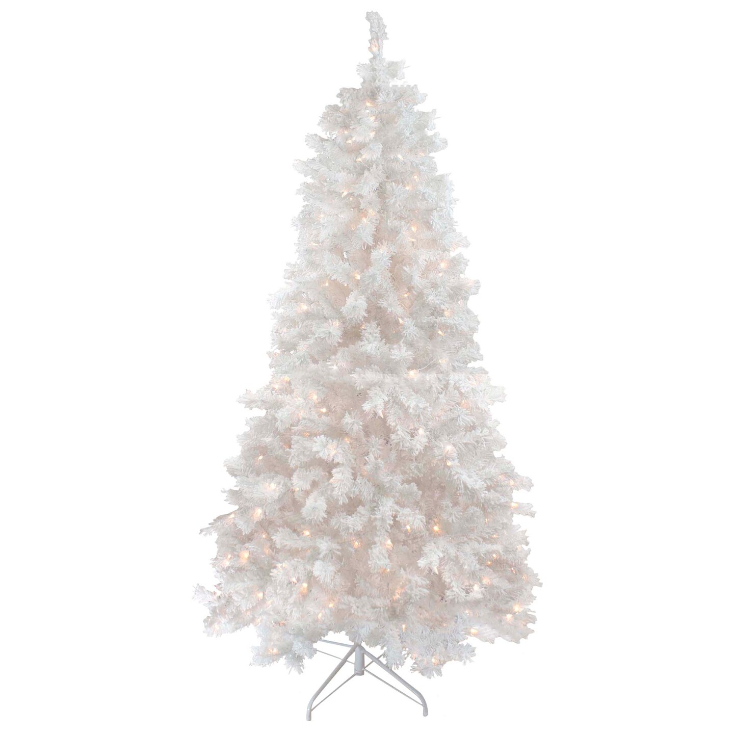 Northlight 7.5&#x27; Pre-Lit Flocked White Spruce Artificial Christmas Tree - Clear Lights