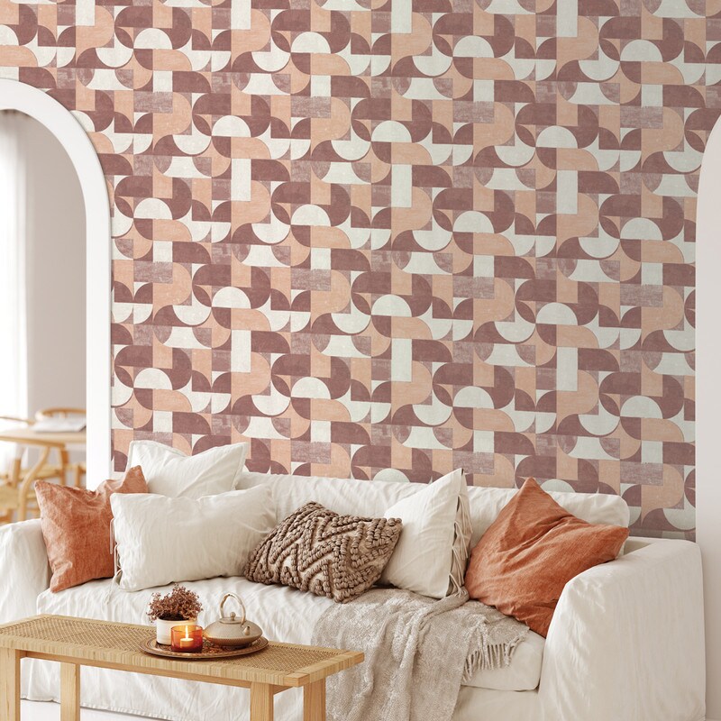 Tempaper Composed Shapes Peel and Stick Wallpaper Redwood
