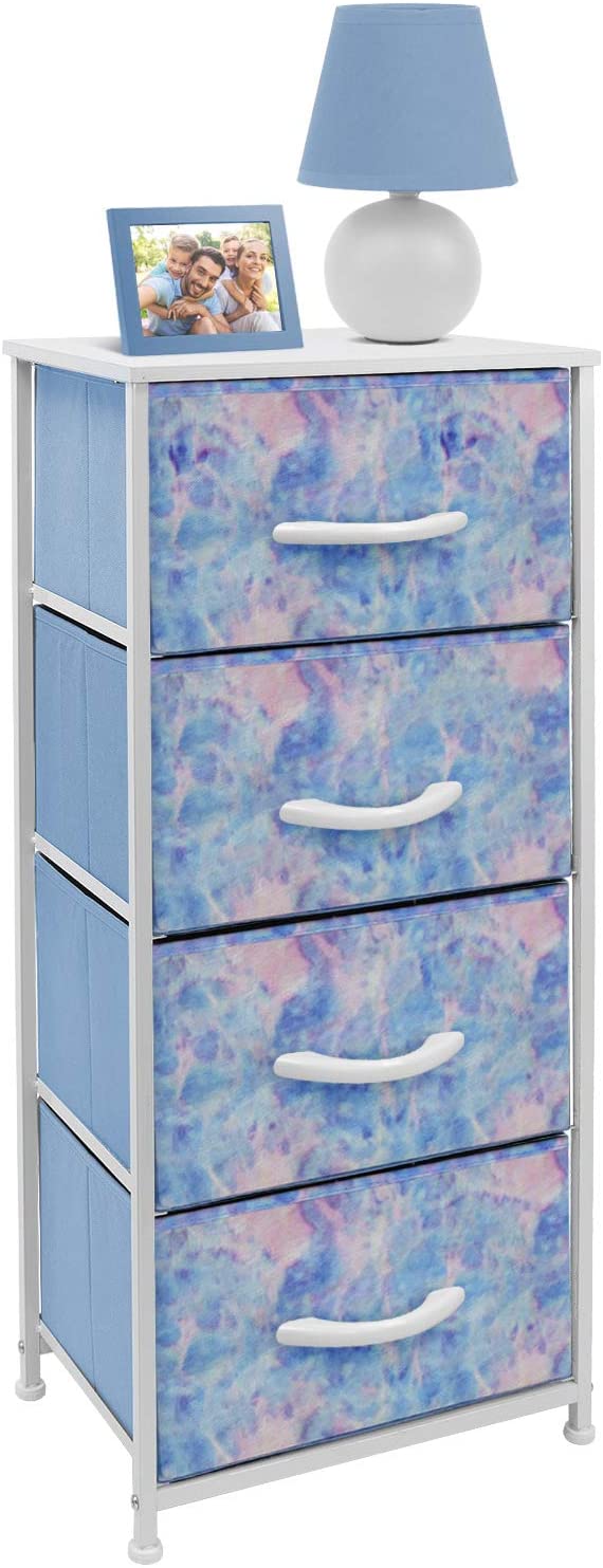 Sorbus Dresser with 4 Drawers - Bedside Furniture &#x26; Night Stand End Table Dresser with Steel Frame, Wood Top, Easy Pull Fabric Bins for Home, Bedroom Accessories, Office &#x26; Dorm