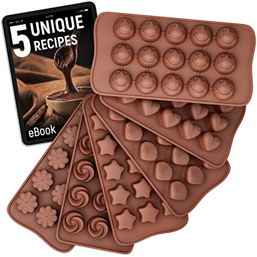 AUPERTO DIY Silicone Candy Molds - Easy To Use and Clean Chocolate Molds -  Multi Style Silicone Molds for Molding Hard - 6 Pack Style 2 