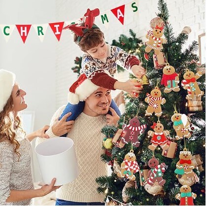 Assorted Rubber Gingerbread Figurines Ornaments for Christmas Tree Decorations, Christmas Gingerbread Man Ornaments
