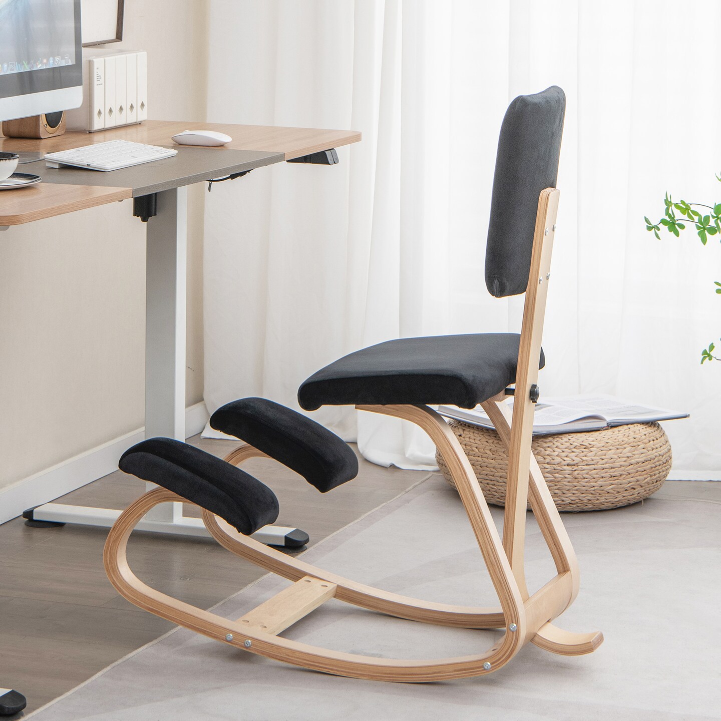 Ergonomic Kneeling Chair with Padded Backrest and Seat