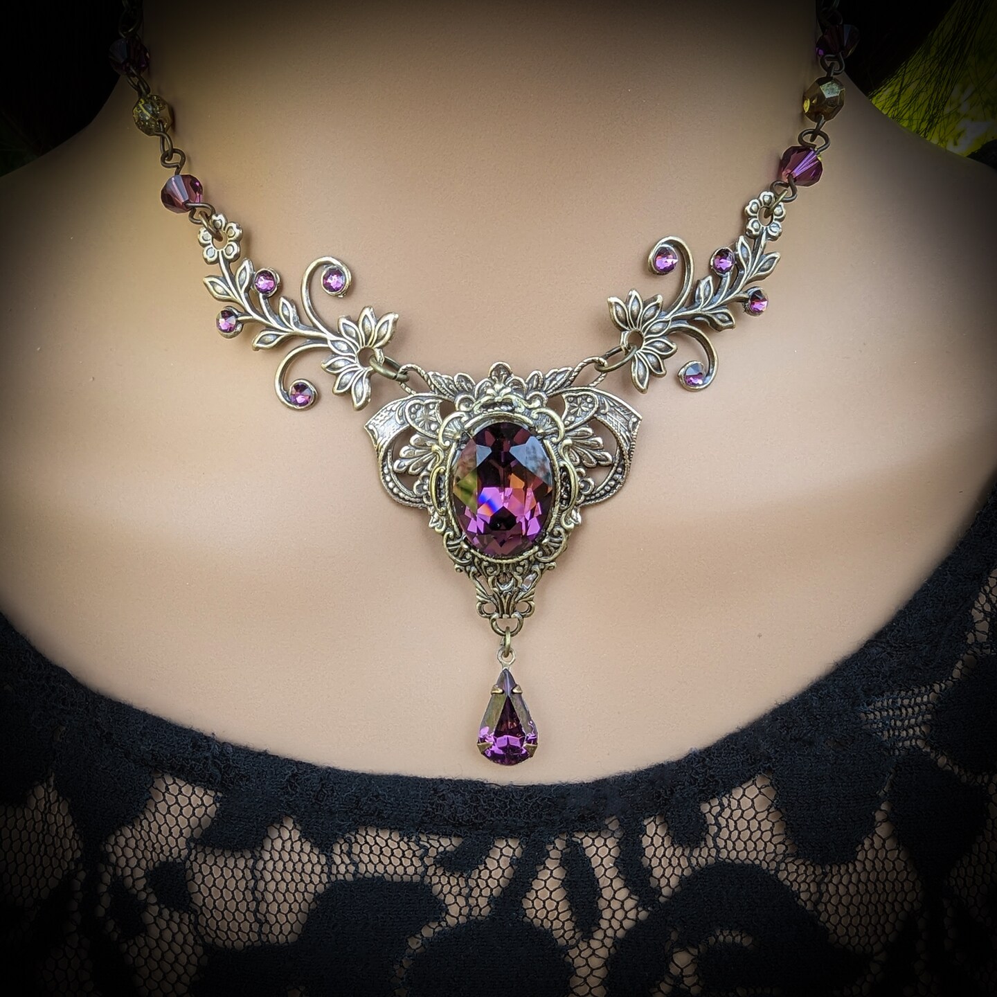 Vintage Amethyst Necklace made with Swarovski Crystals, Medieval Jewelry,  Elvish Jewelry, Dark Fantasy Necklace | MakerPlace by Michaels