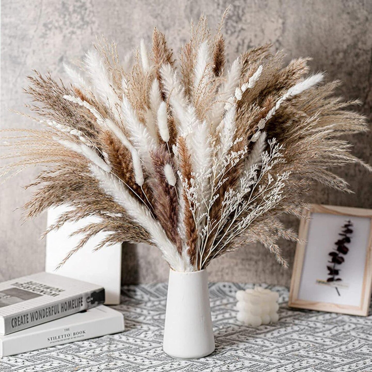 Natural Dried Pampas Grass Boho Home Decor Dried Flowers Bouquet Floral Home Decorations Reed Grass