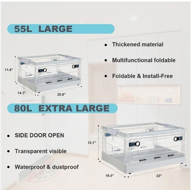 Plastic Collapsible 55L Large Cube Storage
