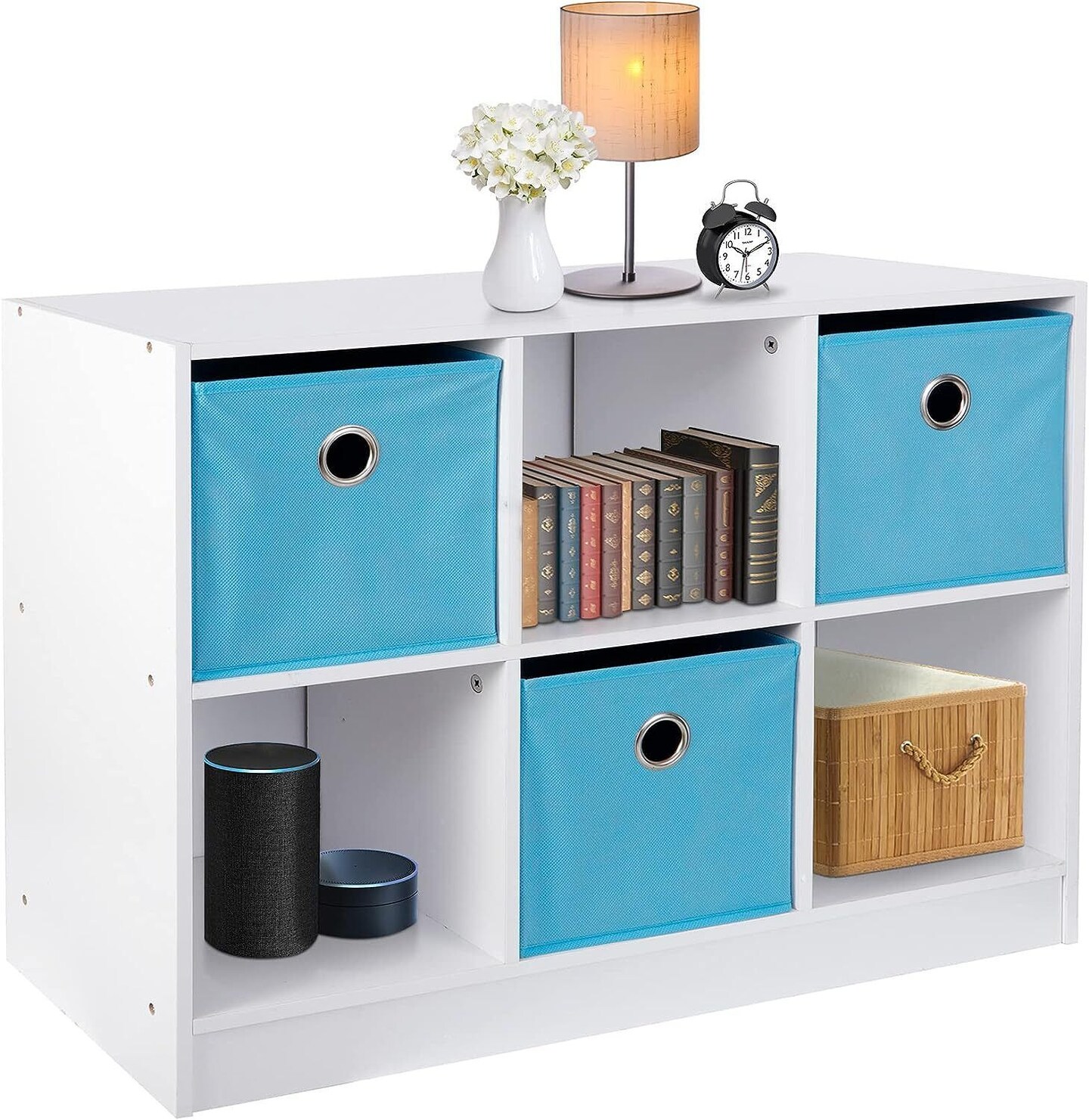 6 Cube Storage Organizer Display Wood Bookshelf Bookcase Cabinet.