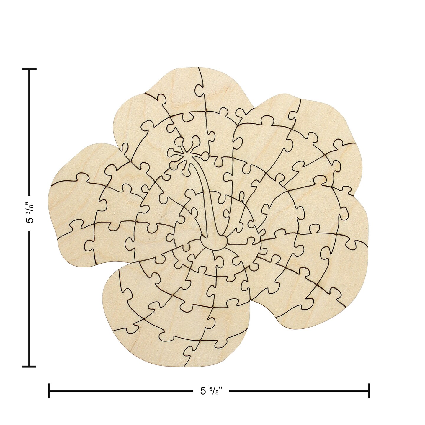 Leisure Arts Wood Puzzle Small Hibiscus 52 pieces 5.75&#x22;x 5.5&#x22; Blank Puzzles, Make Your Own puzzle, Blank Puzzle Pieces Blank Wooden Puzzles DIY Jigsaw Puzzles, blank puzzles to draw on
