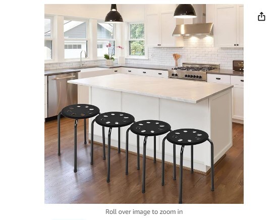 Backless School Classroom Decoration Stools with Round Top, 17.5-Inch Portable Stackable Stools with Metal Frame, 6-Pack Plastic Stack Stools Black is ideal for children and students.