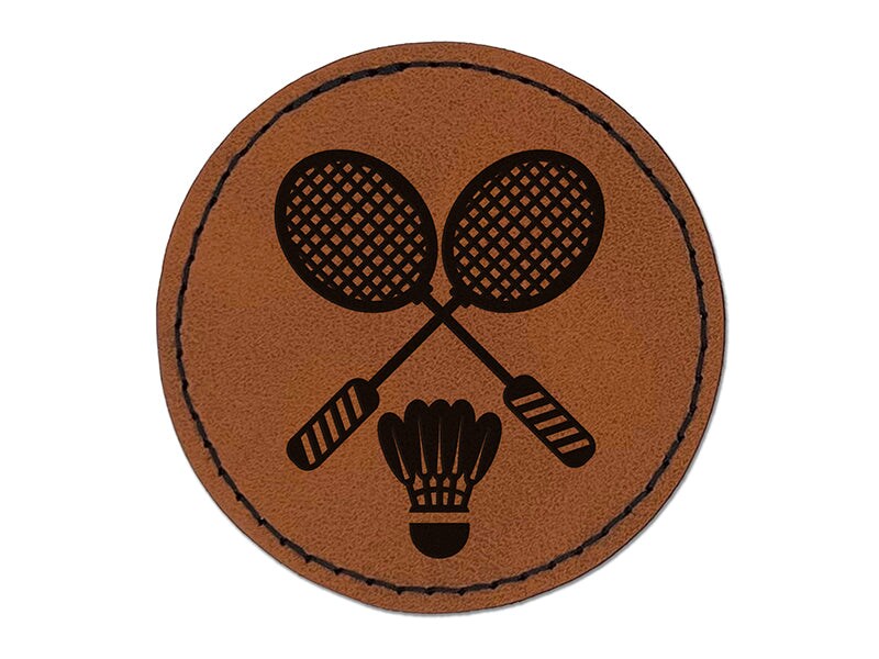 Batmanton Racket Round Badminton Rackets and Shuttlecock Birdy Round Iron-On Engraved Faux ...