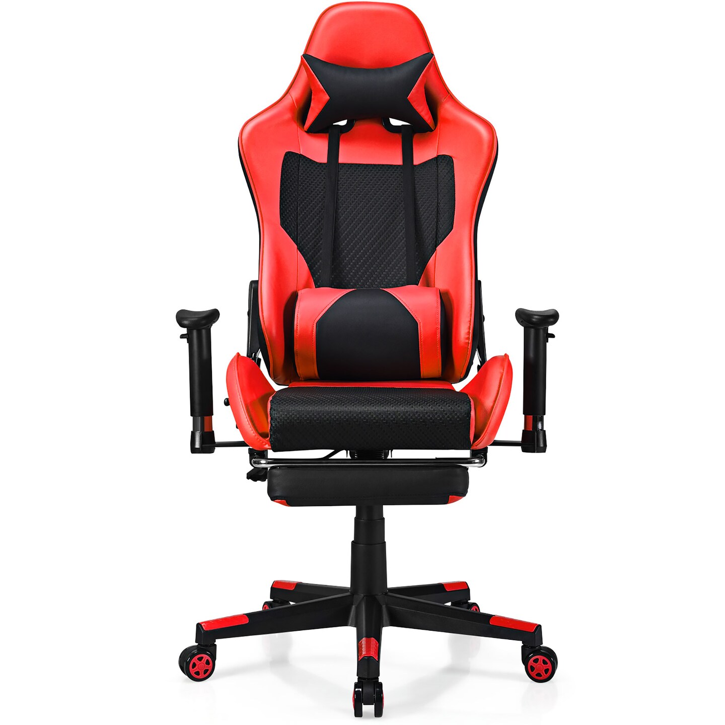 Costway Gaming Chair Massage Reclining Racing Office Computer Chair with Footrest Red