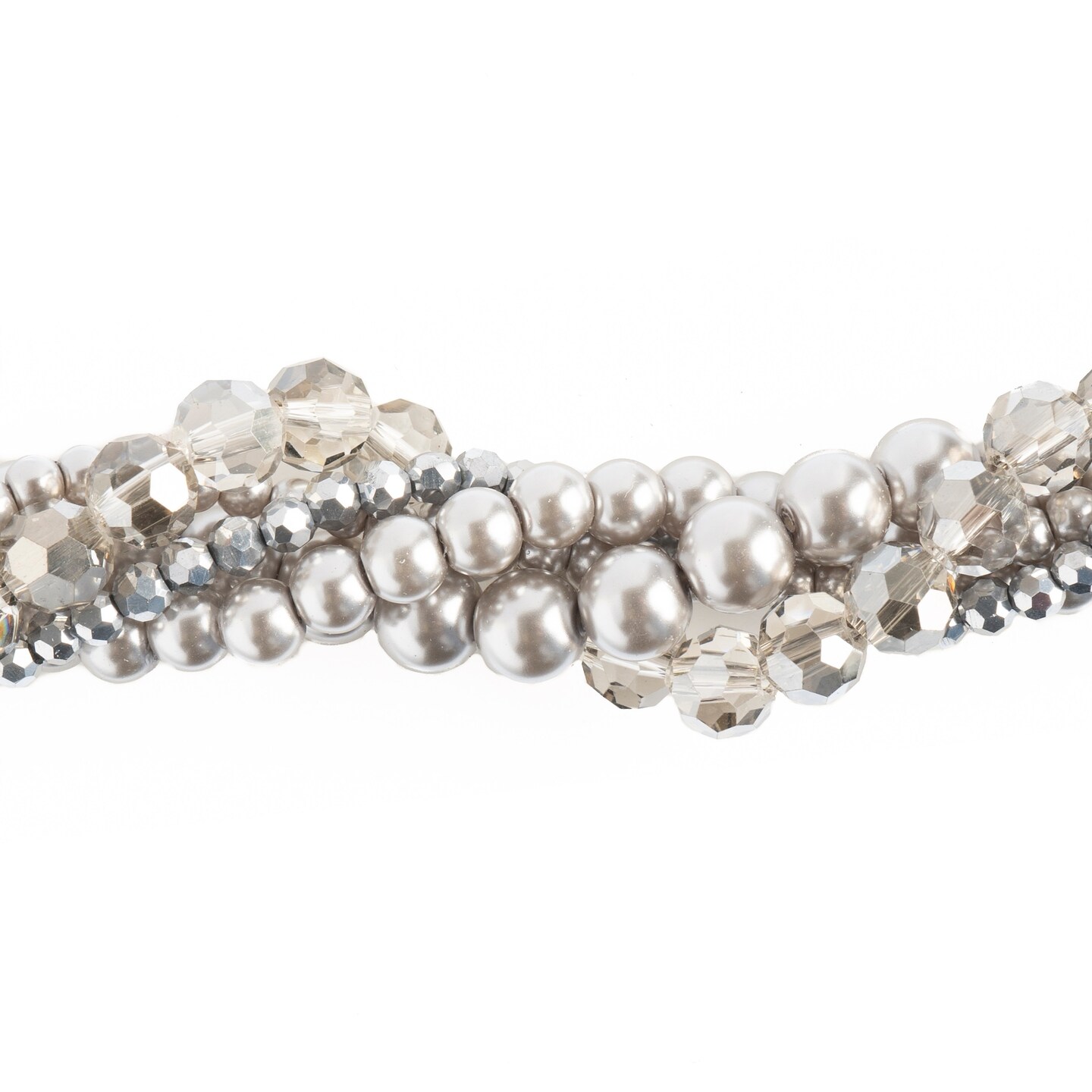 Crystal Lane DIY Silver Brunia Twisted Glass &#x26; Pearls Beads, 5 Strands