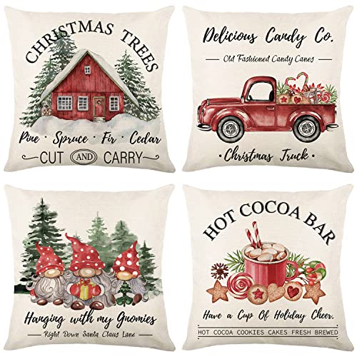 Christmas Pillow Covers 18x18 Set of 4 for Christmas Decorations Xmas  Christmas Throw Pillow Covers Merry Christmas Pillows Winter Holiday Throw Pillows  Christmas Farmhouse Decor for Couch 