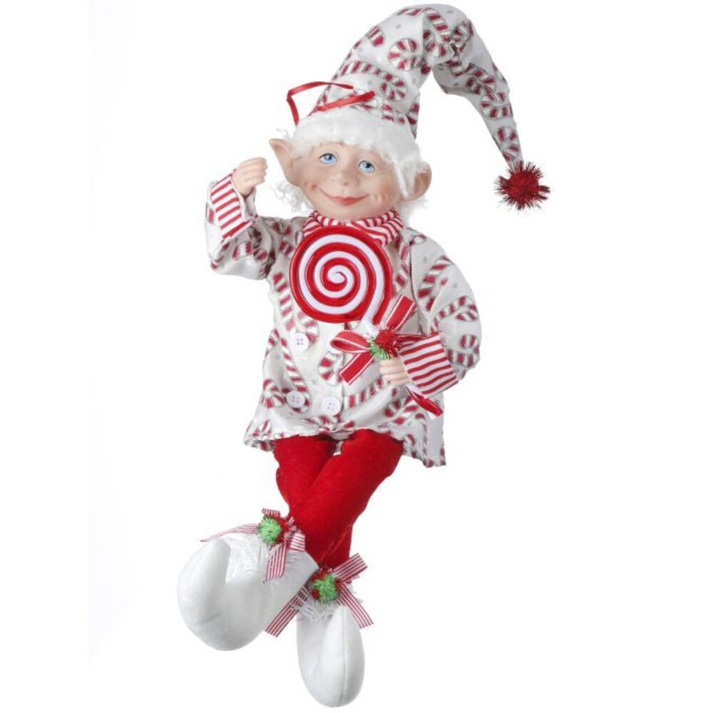 17&#x22; FABRIC BENDABLE CANDYCANE ELF