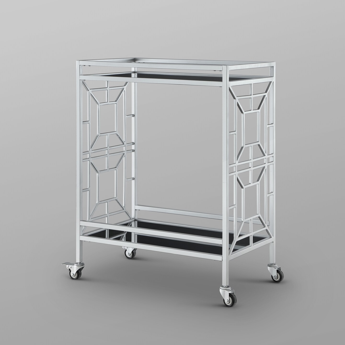 Mimi Glass Shelf Caster Leg Metal Bar/Serving Cart