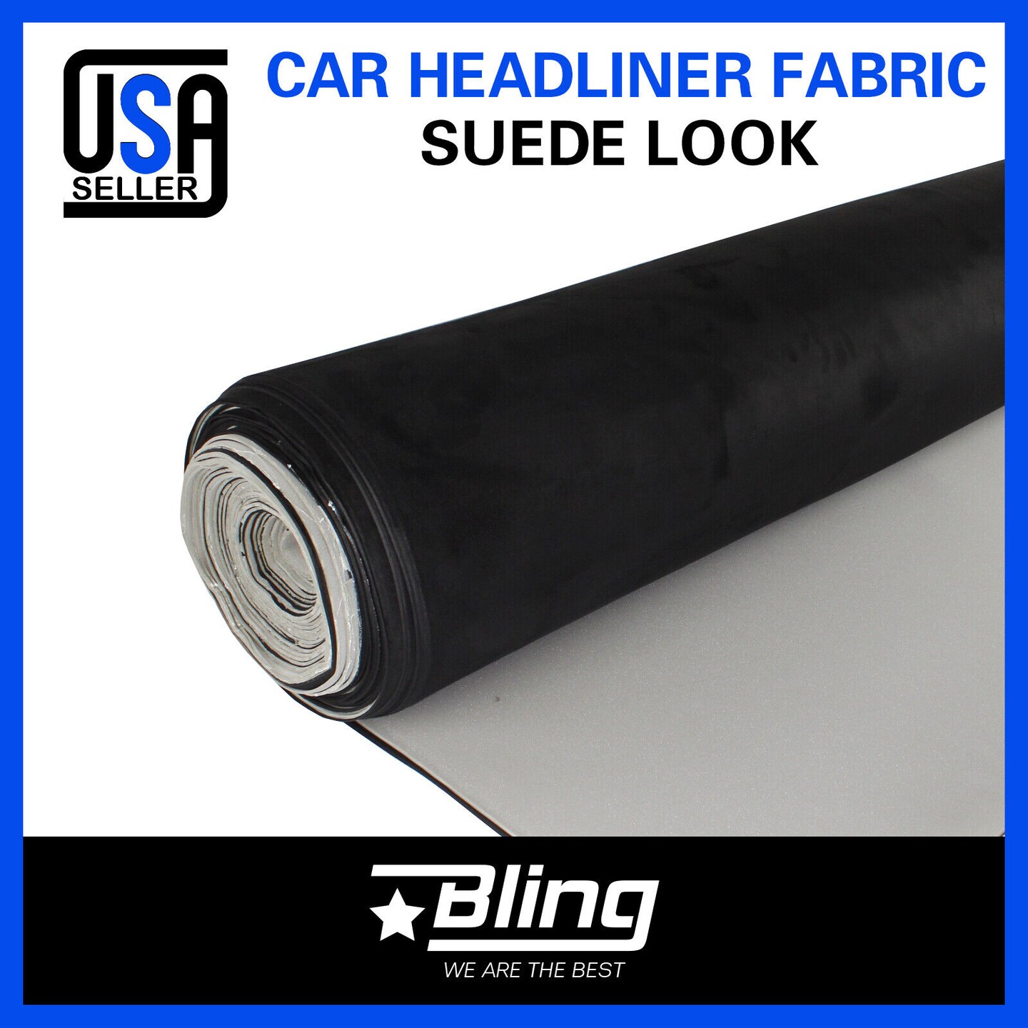 BLACK Suede Headliner Fabric Material ,Car Interior Roof Liner Upholstery.