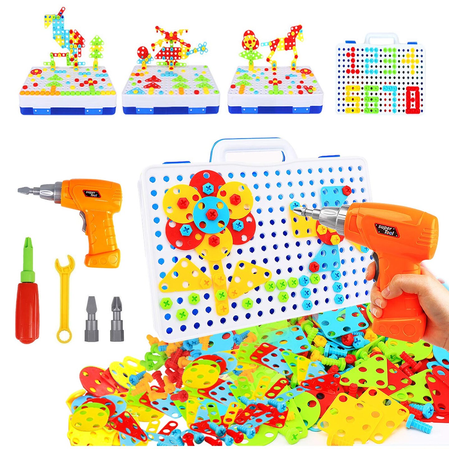 Toys for 3 4 5 6 year old,Design and Drill Toy for Kid,Construction Games with Toy Drill,Creative Engineering Building Kits,Kid Tool Set for Toddler Preschool,Educational Toys for Boy and Girl