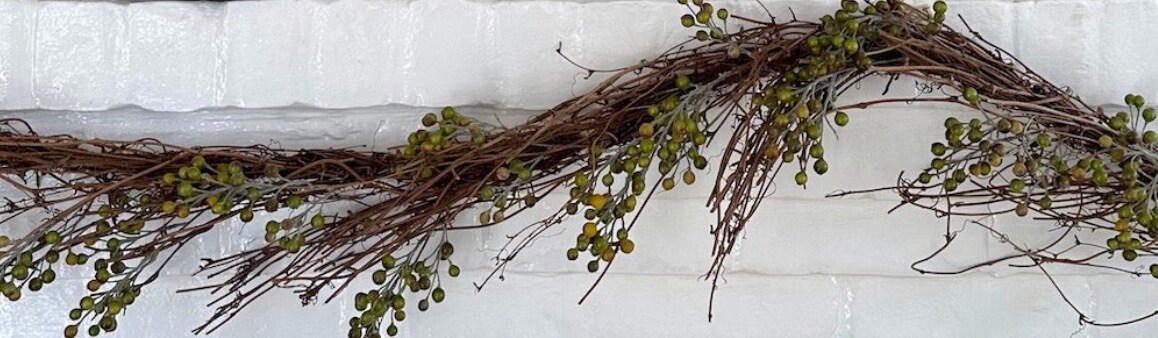 Spring EcoFaux Green Ilex Berry Garland, 6&#x27; artificial natural decoration by Bloomist