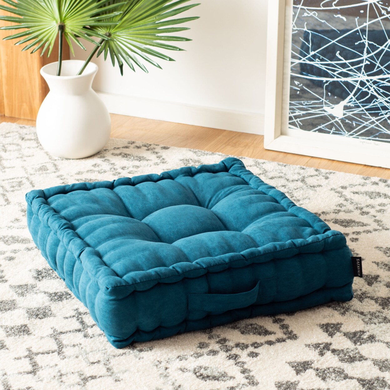 Safavieh Gardenia Floor Pillow Dark Turquoise Decorative Pillow Comfort Cushion
