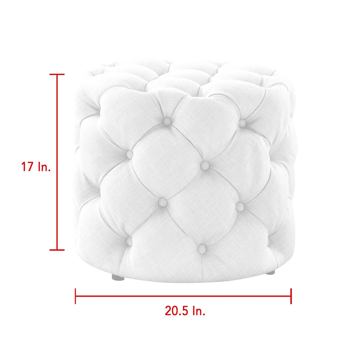 Marianna Linen/Velvet Tufted Allover Upholstered Round Ottoman, 1 Piece