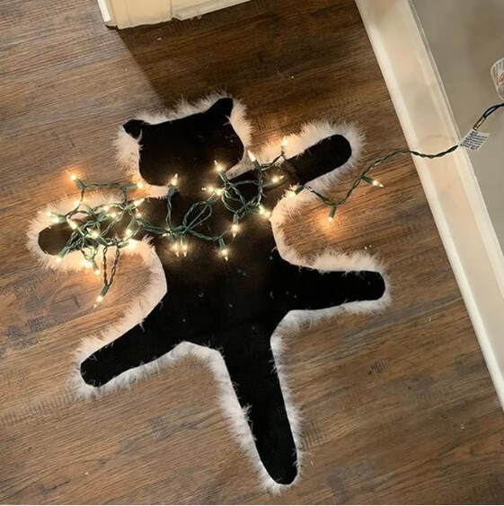 Aunt Bethany's Fried Pussycat Rug from National Lampoon's Funny Christmas Decoration Carpet (Warm Light) Light Up Fried Cat Rug Funny Christmas Lights Decoration Floor