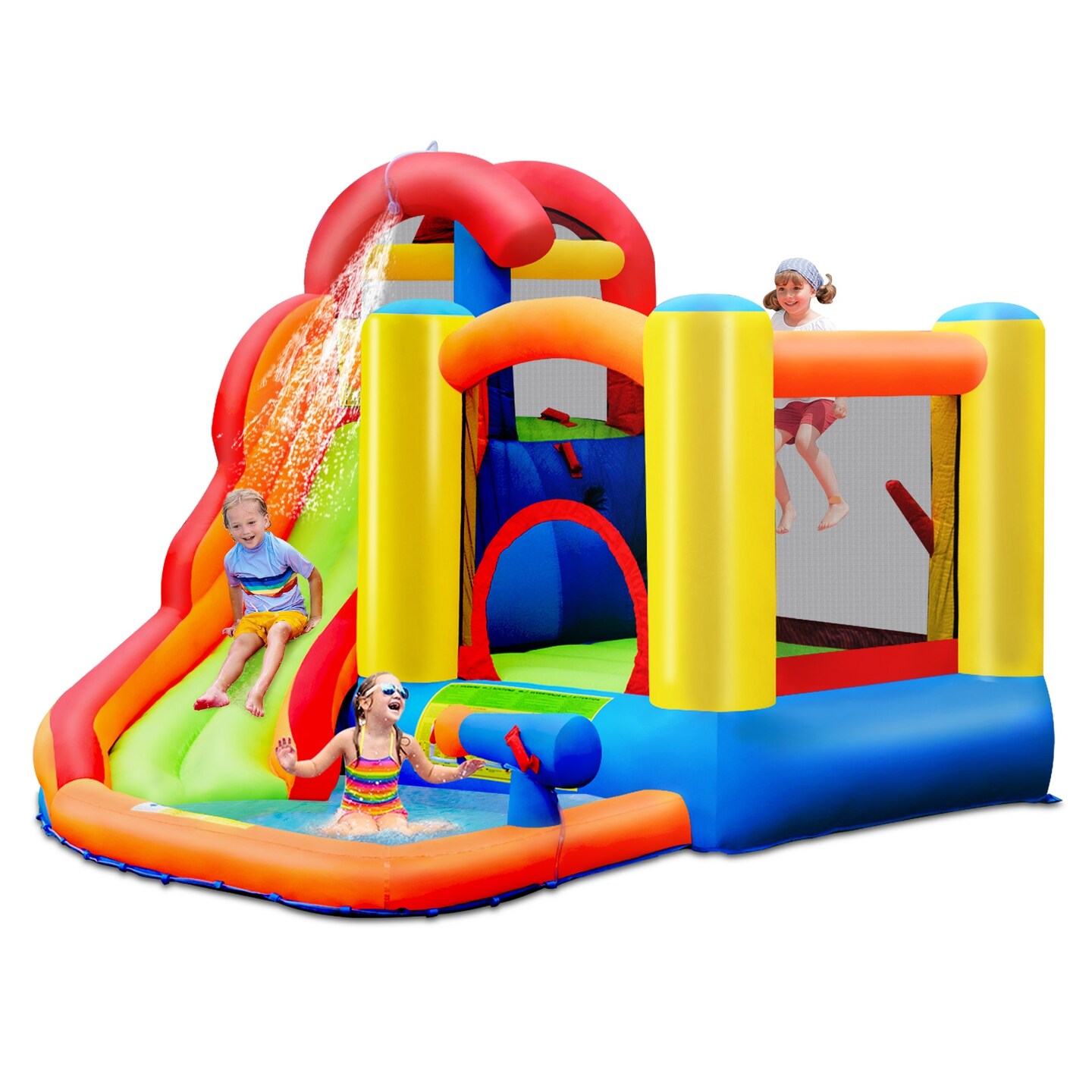 Inflatable Water Slide Bounce House with Pool and Cannon